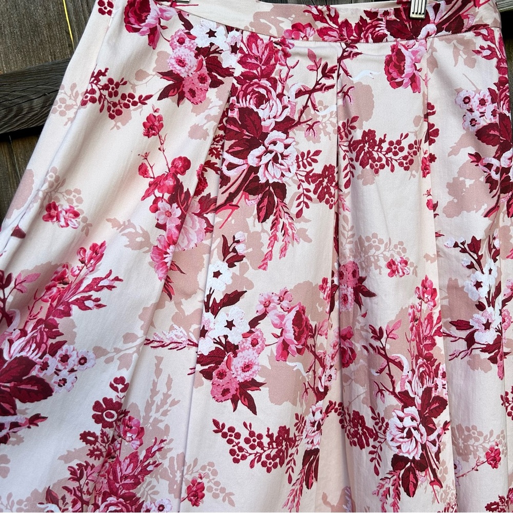 Alex Marie Pink Floral A-Line Skirt Size 12 Cotton Blend Sateen - Picture 2 of 7